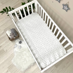 Husa saltea patuț bebe copii din bumbac 120 x 60 cm, Stelute gri